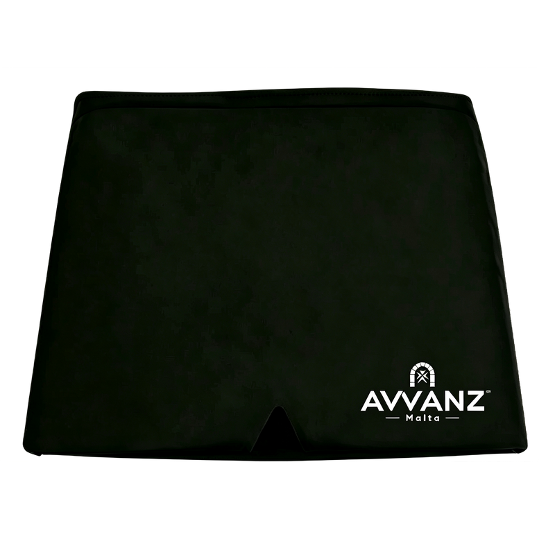 AVVANZ Migraine Relief Cap in black, shown flat with the AVVANZ Malta mark